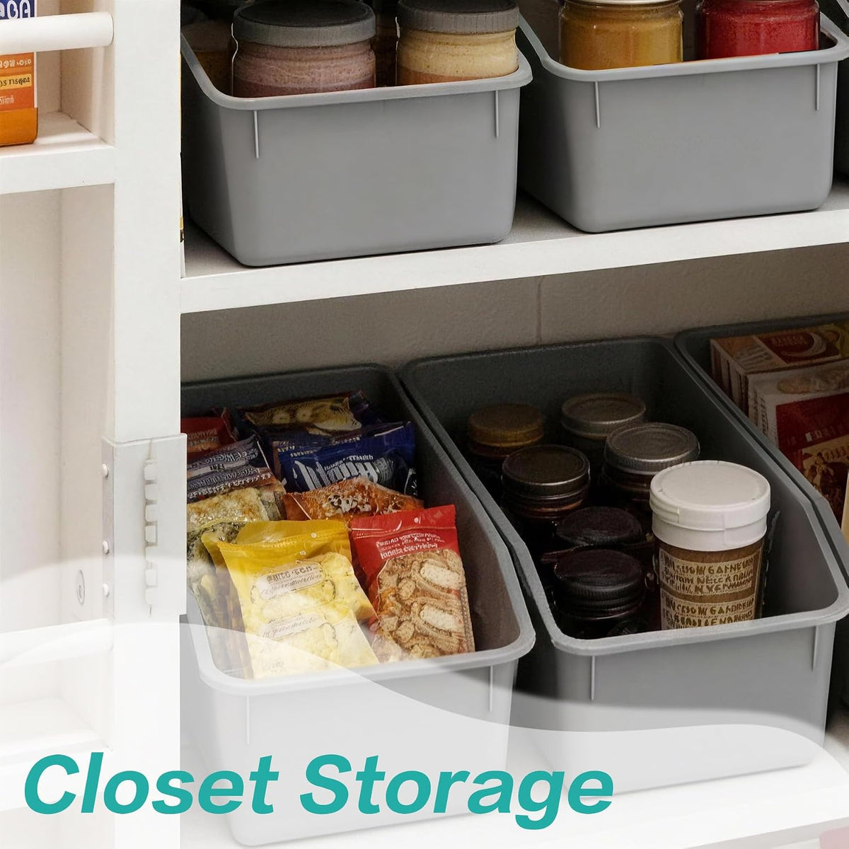 Plastic Shelf Bins 8 Pack Open Top Tool Organizers for Garage (Gray)