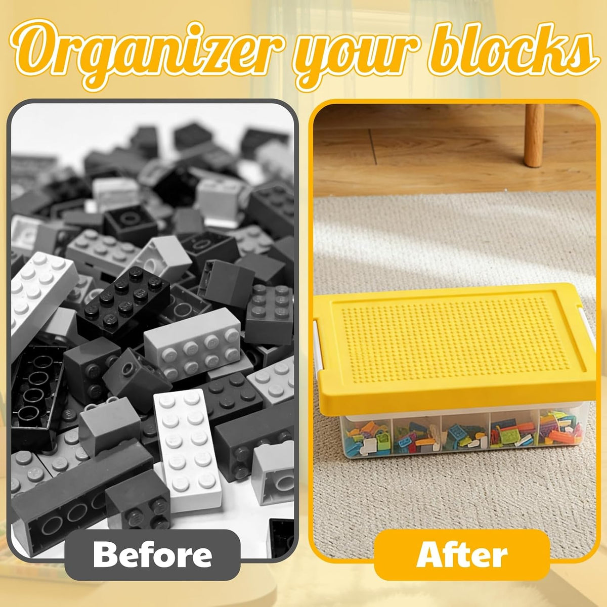Building Block Organizer Bin, Building Baseplate Lid