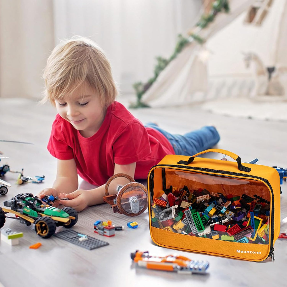 4 PCS Toys Storage Bag, Classic Bricks Building Set Storage Bag, Travel Case for Building Toys, Puzzles