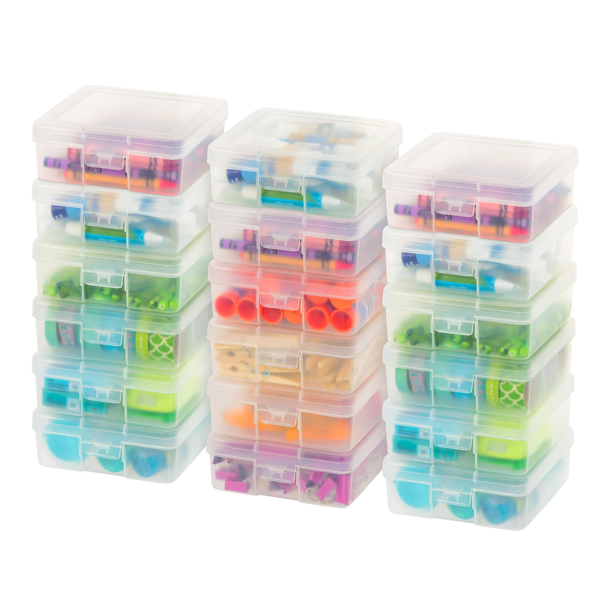 IRIS USA Clear Cases |Made in USA| Plastic Box Organizers (10-Pack)- Medium