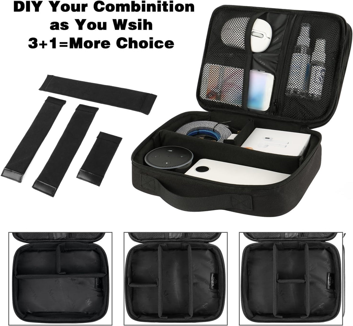 MATEIN Electronics Organizer, Waterproof Travel Electronic Case, Black