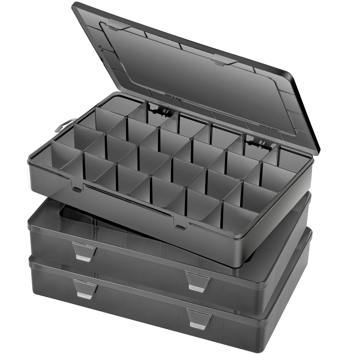 Gbivbe Large 24 Grids Plastic Organizer Box Adjustable Dividers,Clear Storage Box for Jewelry, Art DIY Crafts, Washi Tapes, Beads and Small Parts