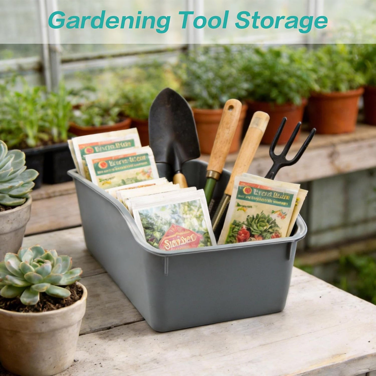 Plastic Shelf Bins 8 Pack Open Top Tool Organizers for Garage (Gray)
