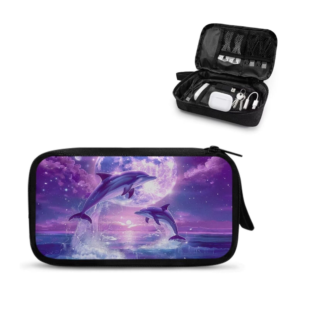 Cow Print Electronic Organizer Travel Cable Organizer Storage Bags for Data Cables, USB C Charger, SD Card, Hard Drive, Charging Cord, Mouse, Power Bank