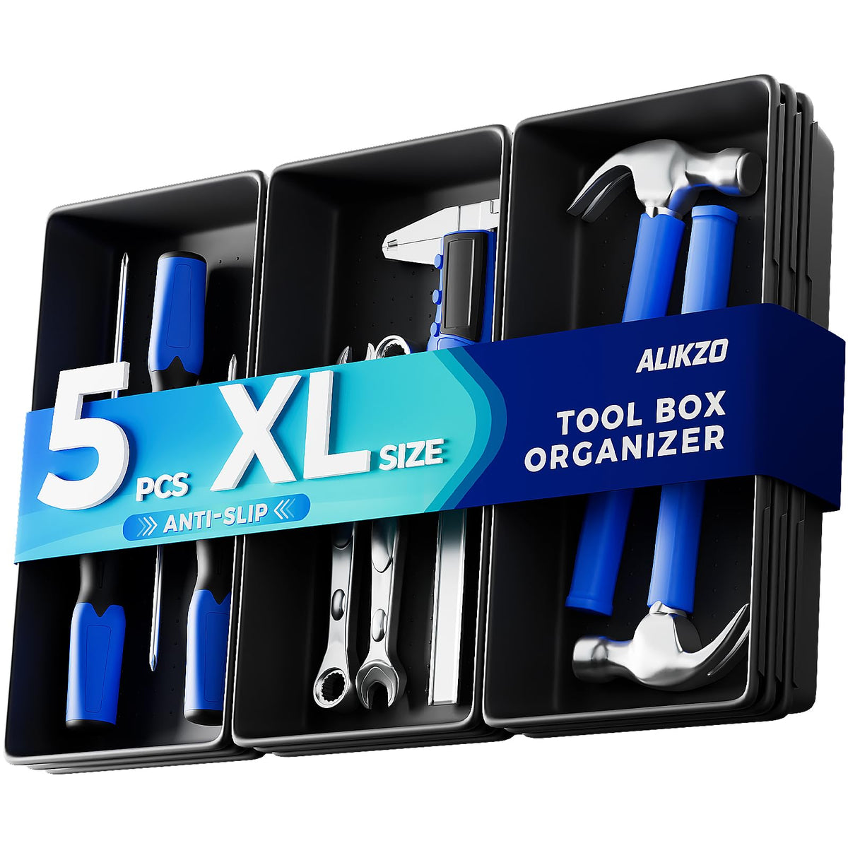 70 PCS Tool Box Organizer Tray & Desk Drawer Organizer Set, 5 Size Interlocking Bins for Garage Tool Storage, Mechanic Tool Chest, Rolling Cart, Workbench Drawers with EVA Non Slip Pads