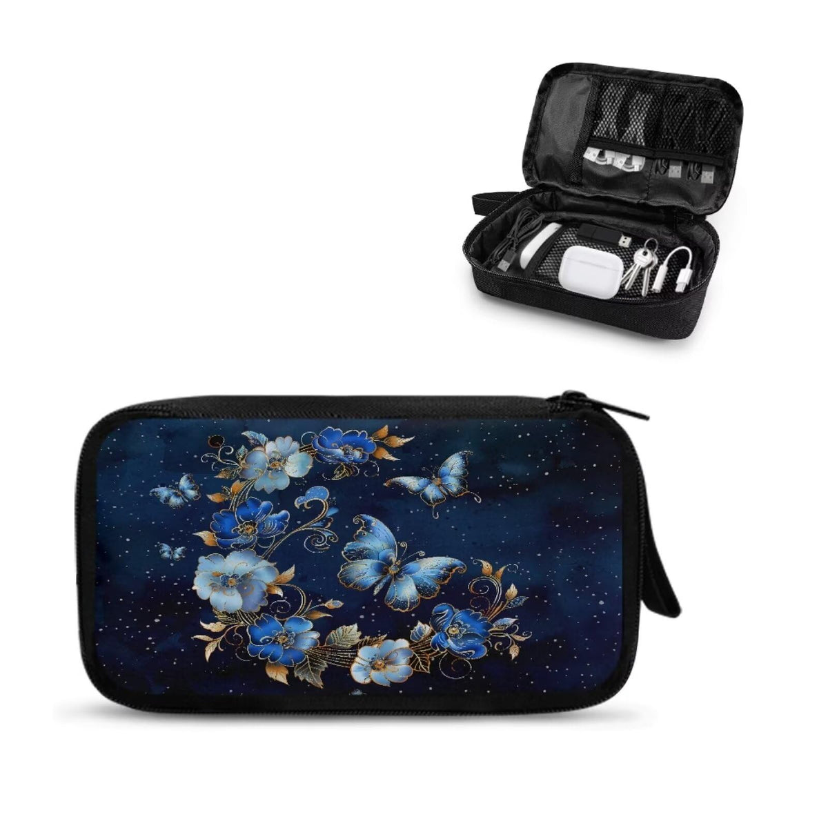 Cow Print Electronic Organizer Travel Cable Organizer Storage Bags for Data Cables, USB C Charger, SD Card, Hard Drive, Charging Cord, Mouse, Power Bank