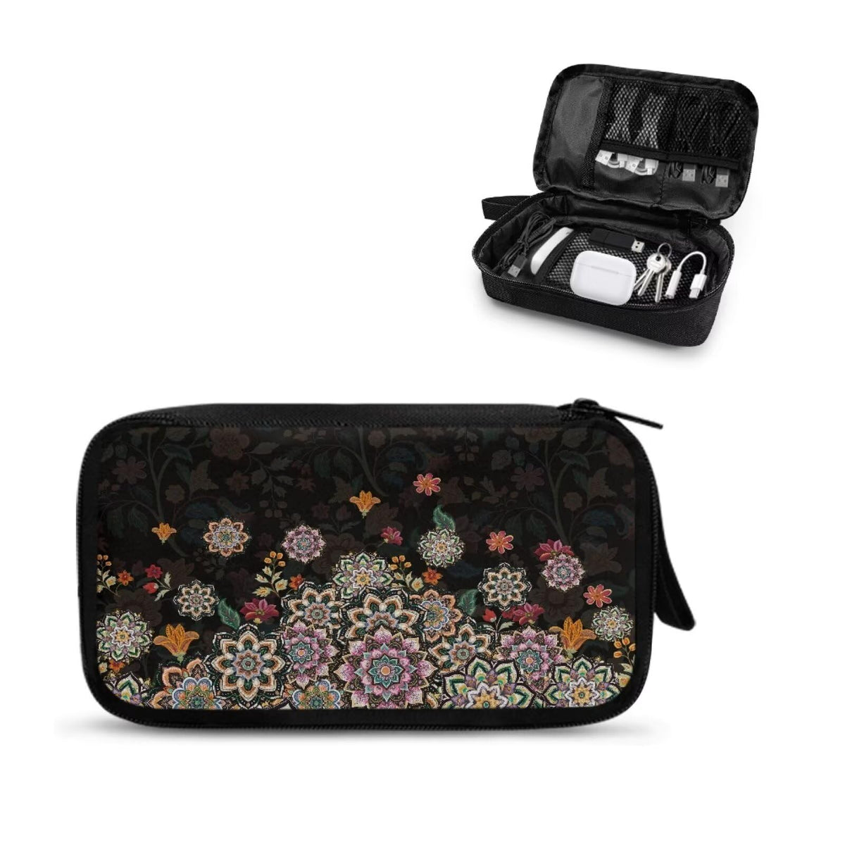 Cow Print Electronic Organizer Travel Cable Organizer Storage Bags for Data Cables, USB C Charger, SD Card, Hard Drive, Charging Cord, Mouse, Power Bank