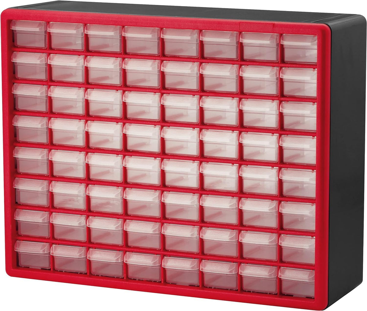 Akro-Mils 10164, 64 Drawer Plastic Parts Storage Hardware and Craft Cabinet, 20-Inch W x 6-Inch D x 16-Inch H, Black