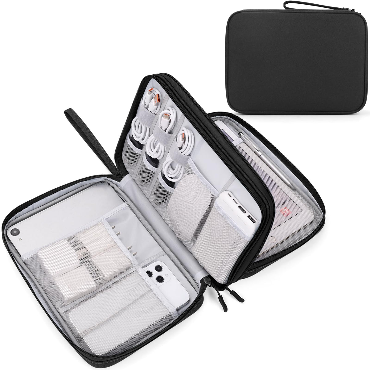 FYY Electronic Organizer, Travel Tech Pouch Bag, Large, Dark Green