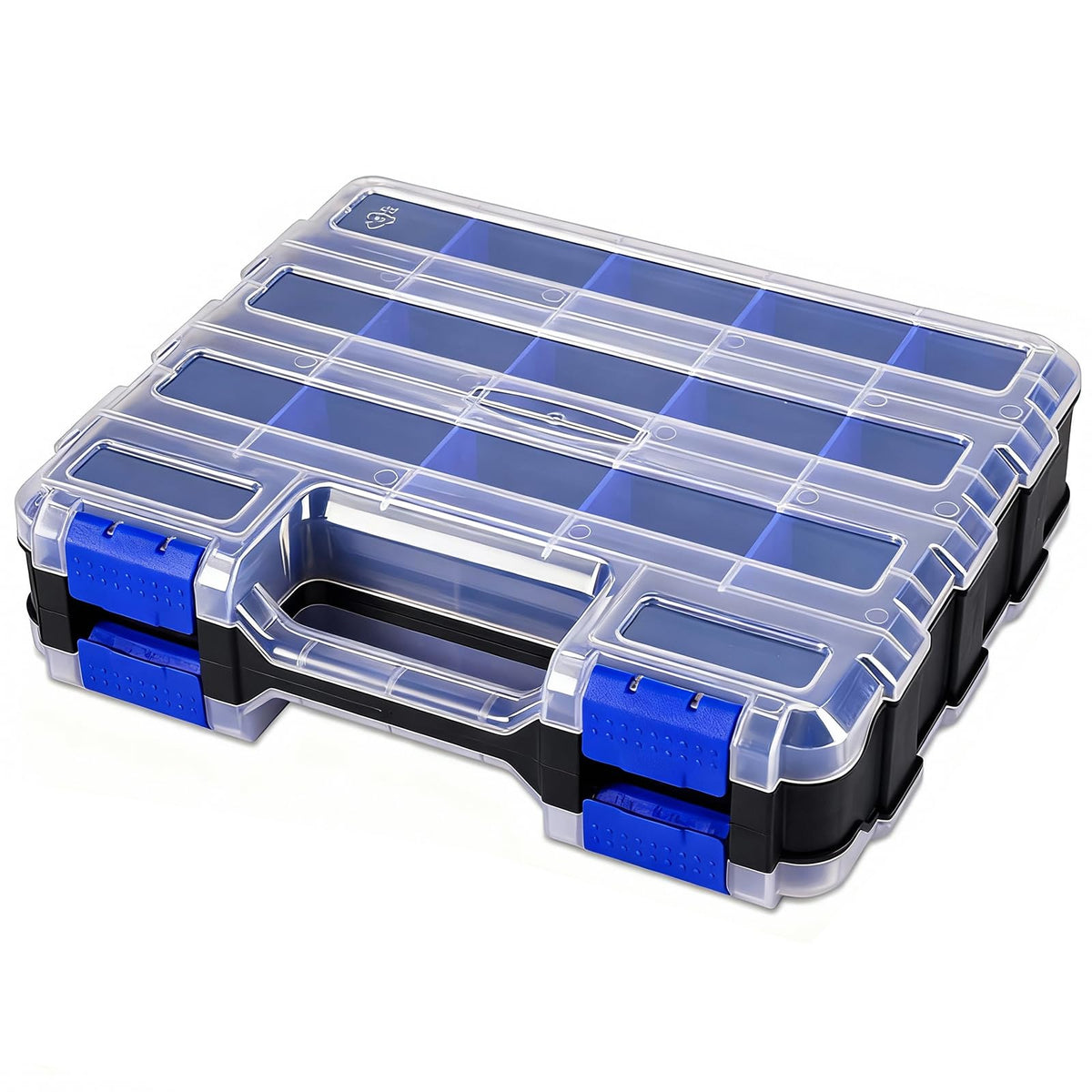 Tools Organizer Box Small Parts Storage Box 34-Compartment Double Side Hardware Organizers with Removable Plastic Dividers for Screws, Nuts, Nails, Bolts