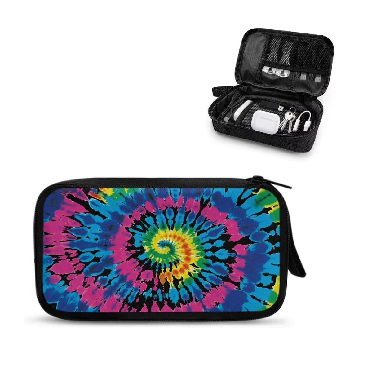 Cow Print Electronic Organizer Travel Cable Organizer Storage Bags for Data Cables, USB C Charger, SD Card, Hard Drive, Charging Cord, Mouse, Power Bank