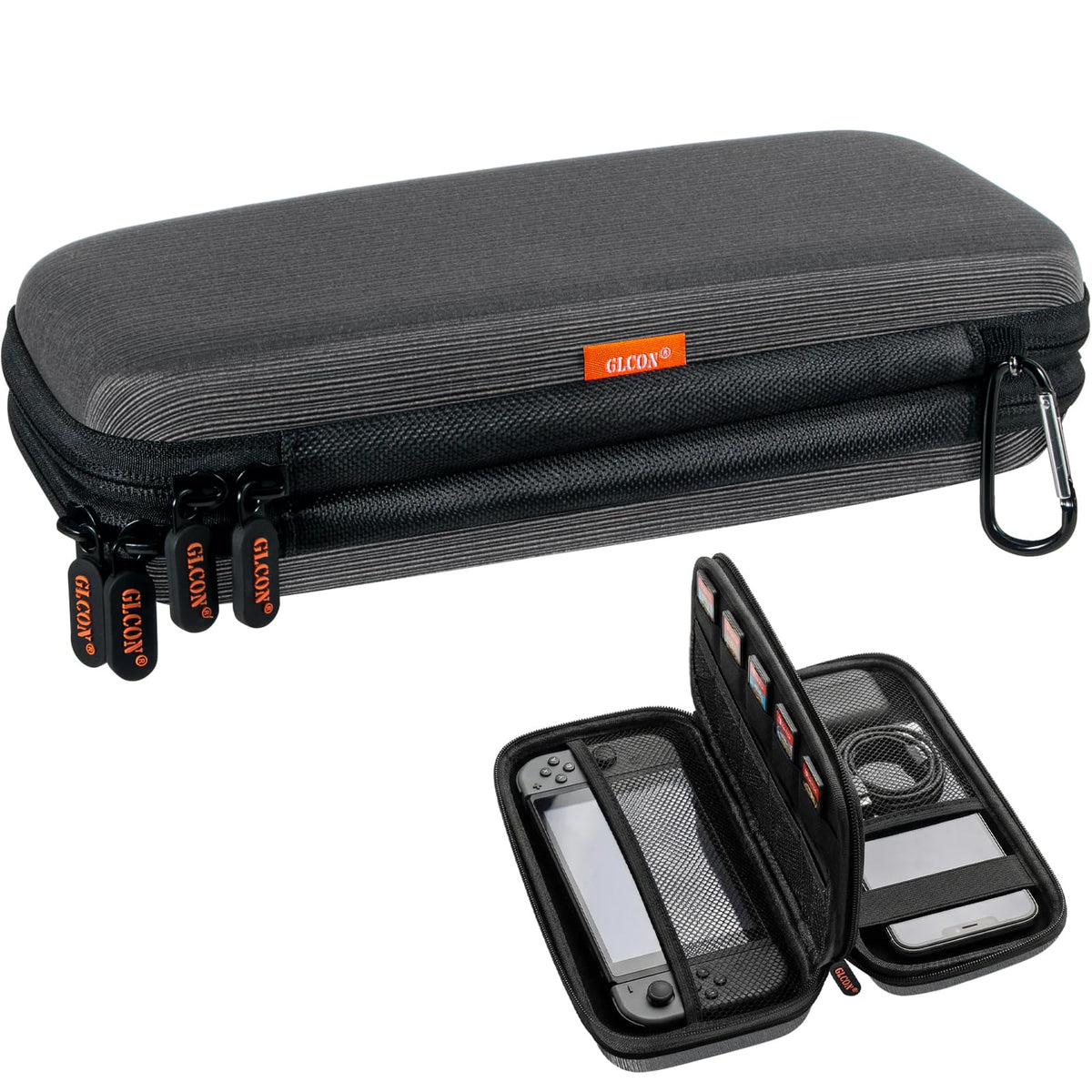 Red Double-Layer Hard Carrying Case, Electronics Organizer Travel Pouch