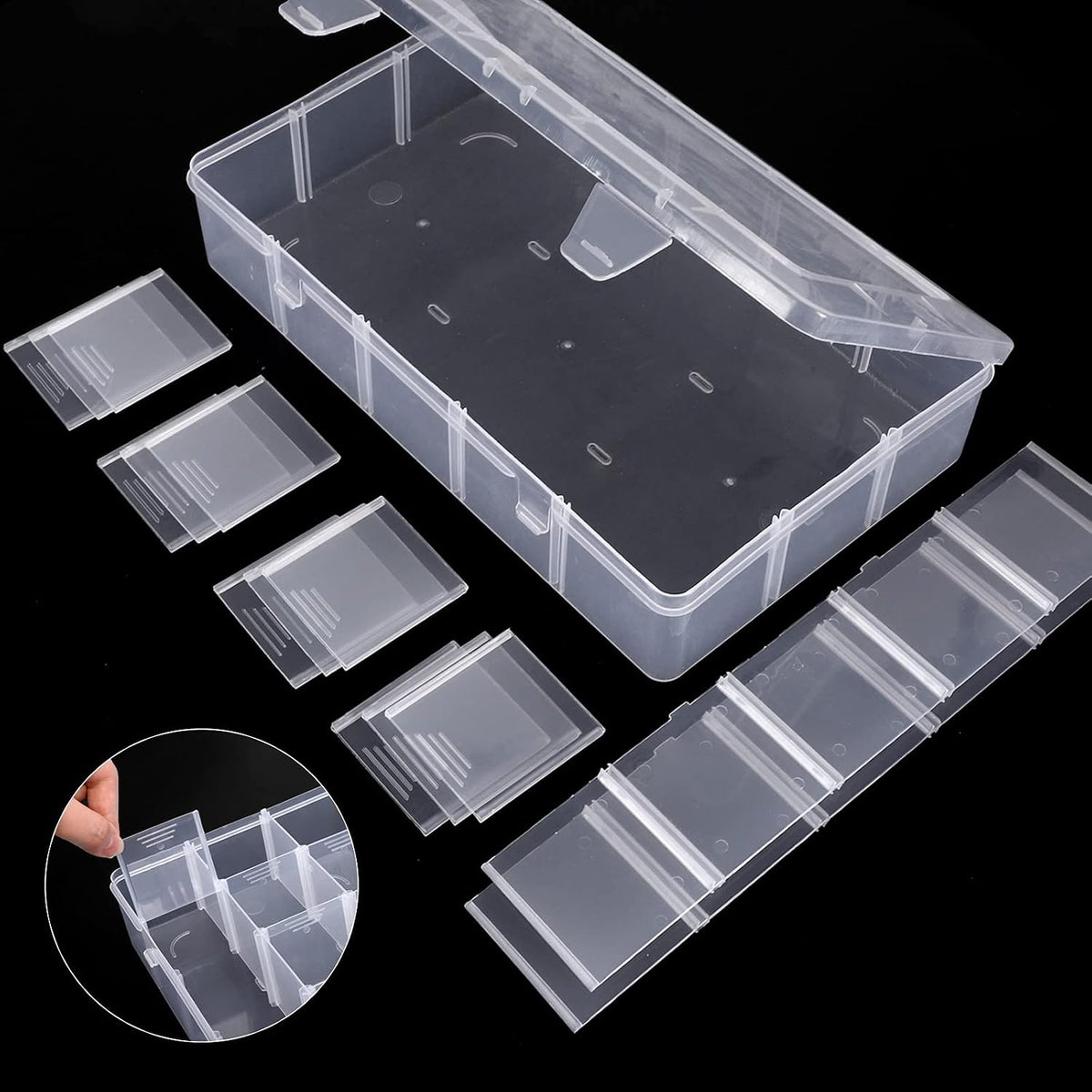 Bead Organizer Storage 3 Pack 15 Grid Clear Plastic Tackle Box Adjustable