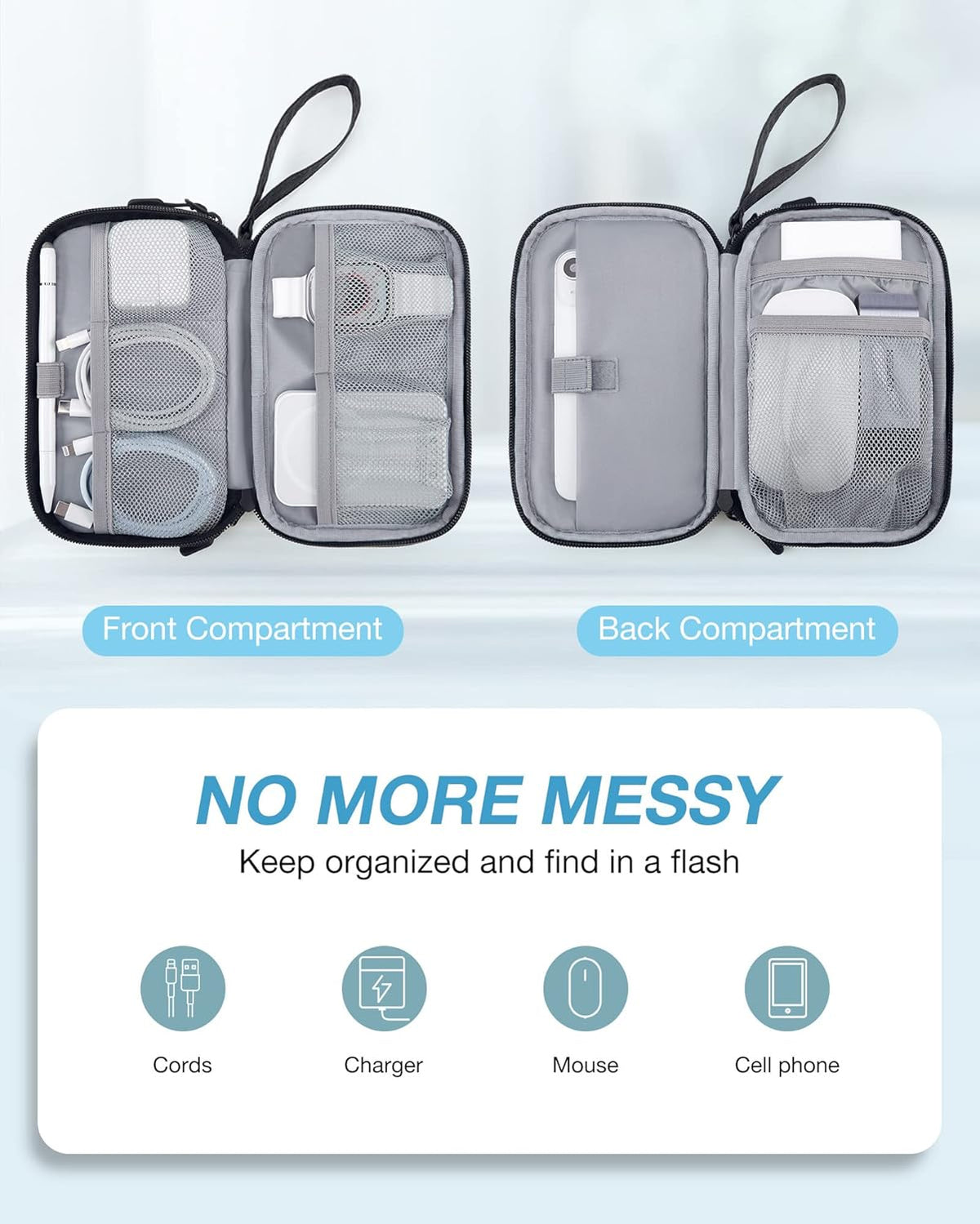 BAGSMART Electronics Travel Organizer for Cords Chargers Phones, Black