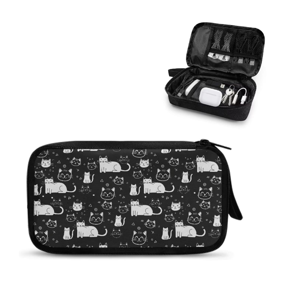 Cow Print Electronic Organizer Travel Cable Organizer Storage Bags for Data Cables, USB C Charger, SD Card, Hard Drive, Charging Cord, Mouse, Power Bank
