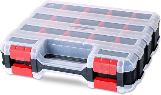 Small Parts Organizer Storage Case Tools Box 34-Compartments (Red)