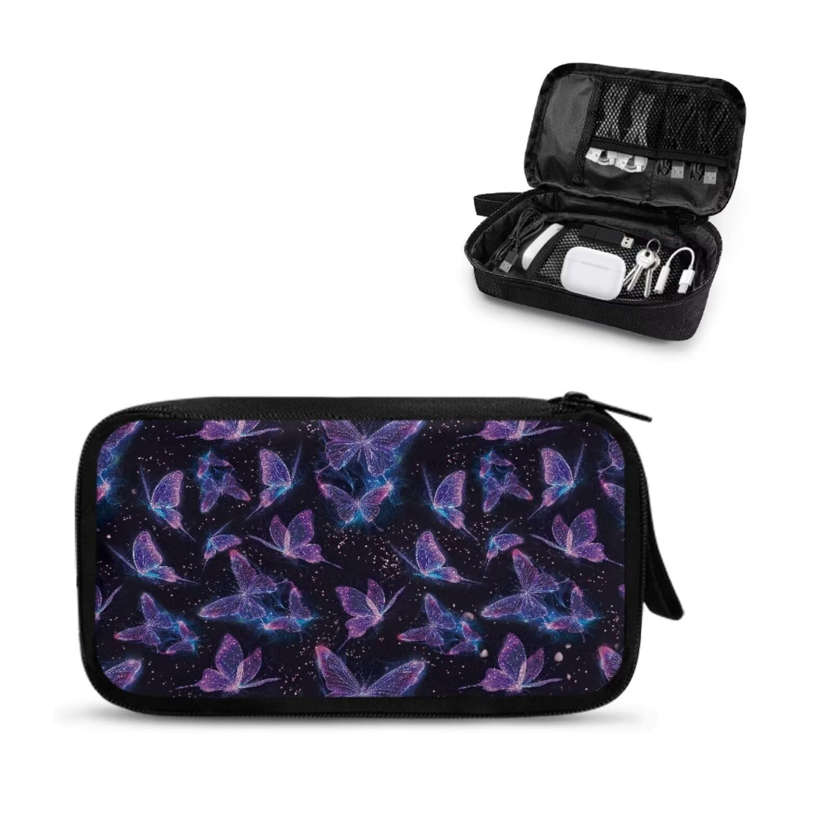 Cow Print Electronic Organizer Travel Cable Organizer Storage Bags for Data Cables, USB C Charger, SD Card, Hard Drive, Charging Cord, Mouse, Power Bank