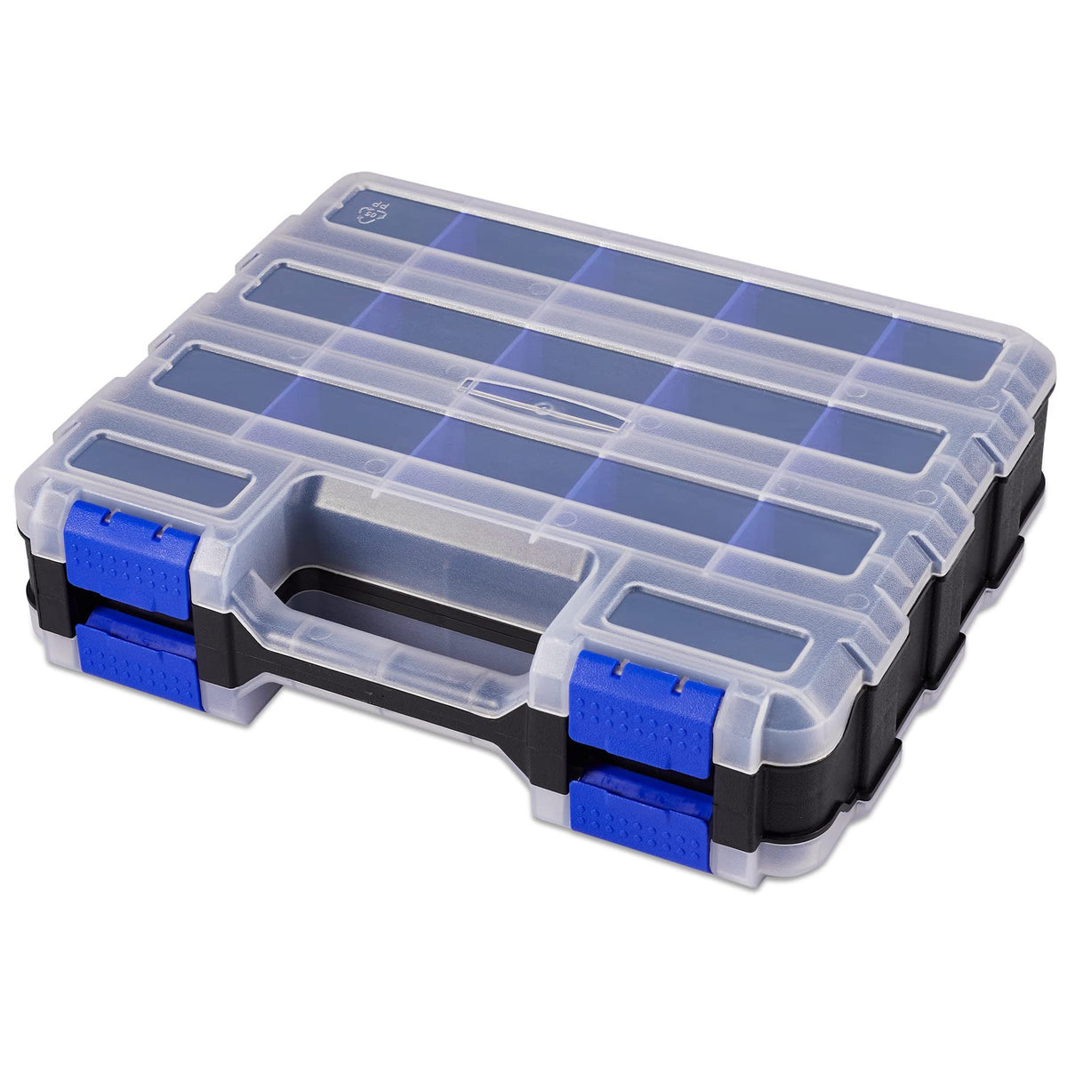 AIDY-PRO Hardware Organizer Box 34 Compartments Small Parts Organizer with Removable Dividers Durable Plastic Double Side Tools Box Screw Organizers For Nuts, Bolts, Screws, Nails 2Pack