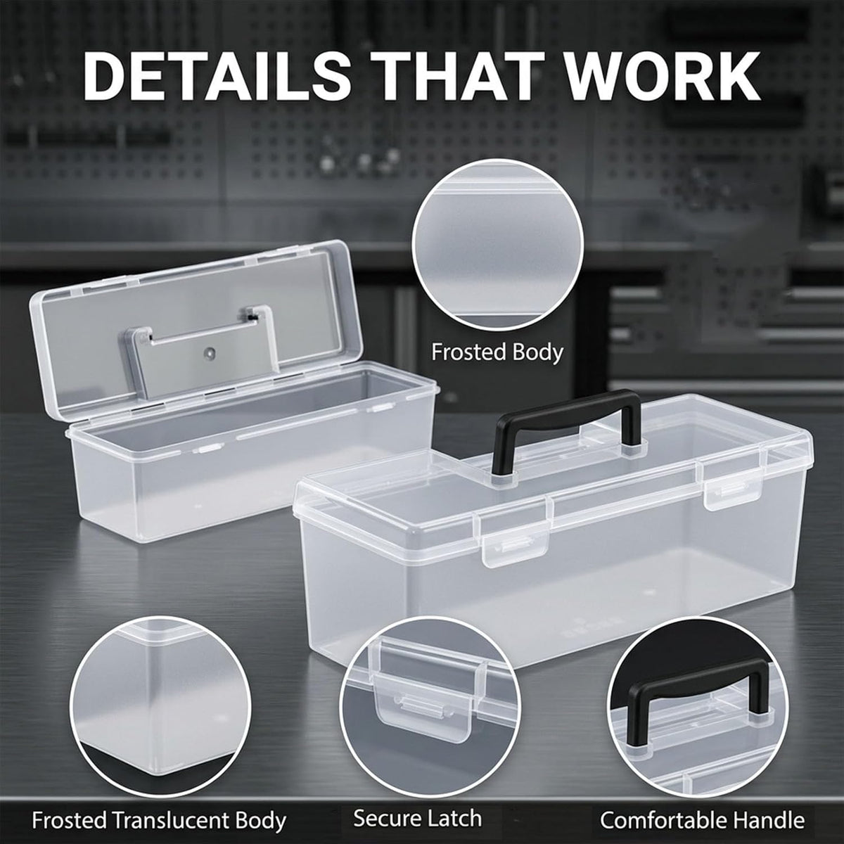 Hardware Organizer Box, 2 Pack Small Parts Tool Case for Garage