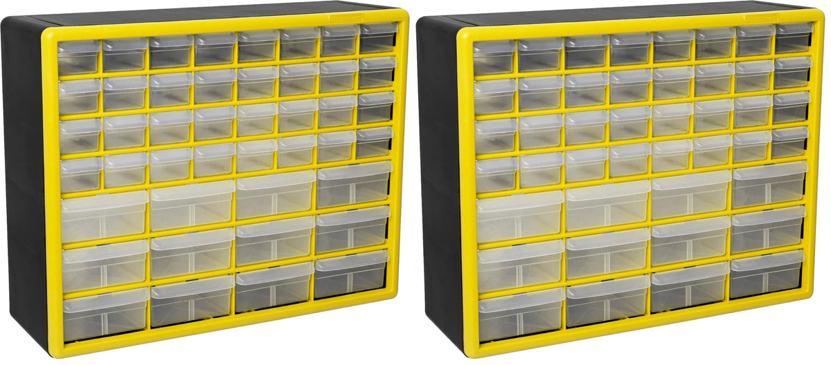 Akro-Mils 10164, 64 Drawer Plastic Parts Storage Hardware and Craft Cabinet, 20-Inch W x 6-Inch D x 16-Inch H, Black