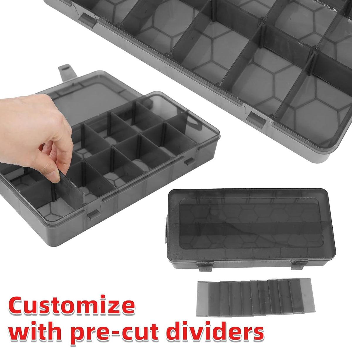 ZKH Small Parts Organizer Box, Clear Tackle Box Organizer with 4x12 Compartments, Removable Dividers, Stackable Bead Organizer Box, Ideal Craft Organizers and Storage for Beads,Screws,Fishhooks,Parts