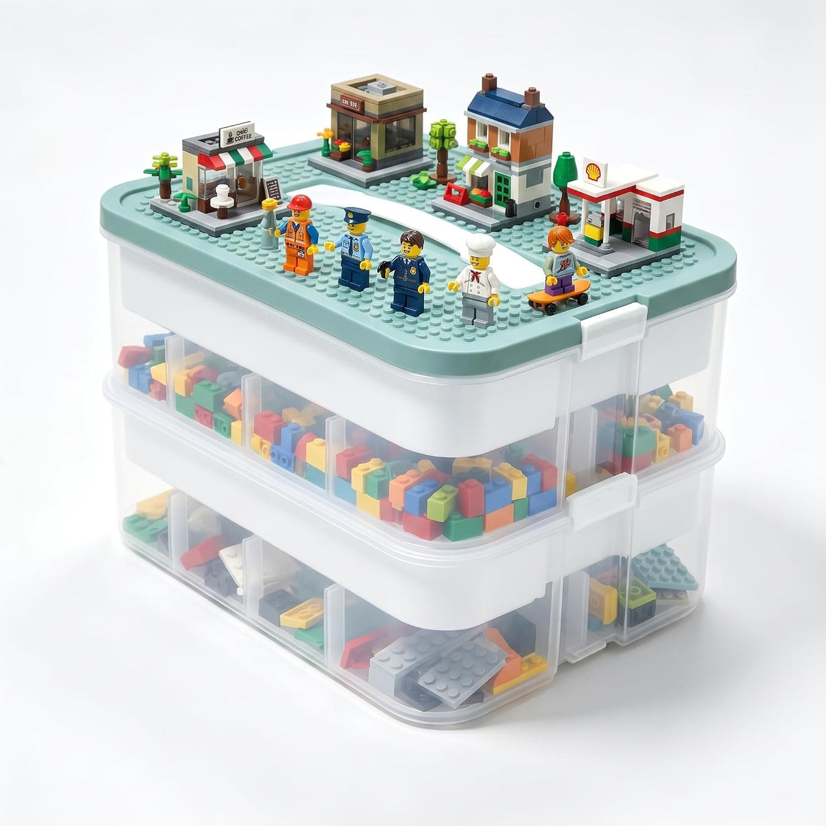 Toys Storage Organizer Box for Lego, Building Block Storage(2Layer)