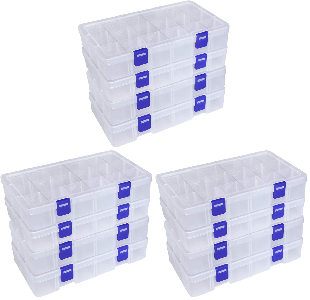 DUOFIRE Plastic Organizer Storage Box, Adjustable Divider 18 Grids, 2 Pack