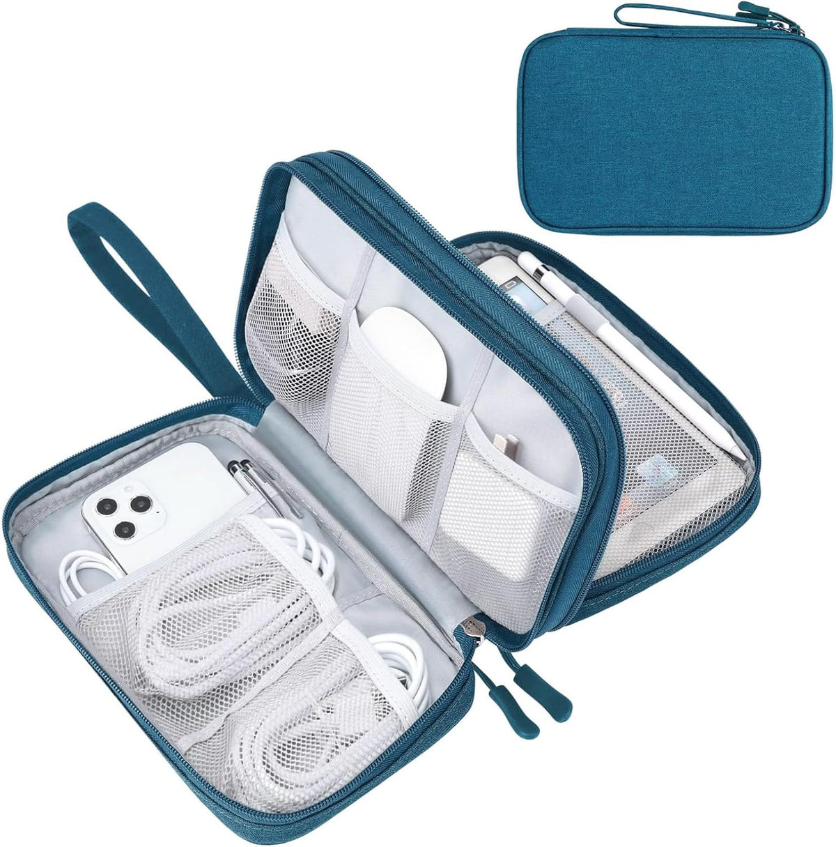 FYY Electronic Organizer, Travel Tech Pouch Bag, Large, Dark Green