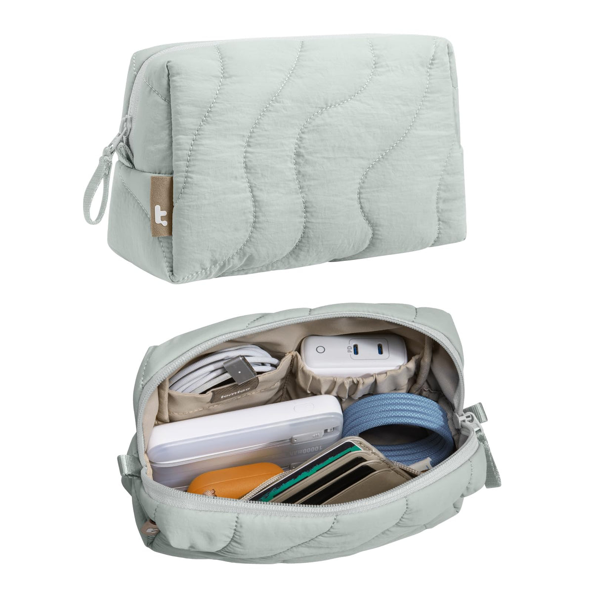 tomtoc Electronics Organizer Travel Case, Soft Puffy Accessory Tech Case