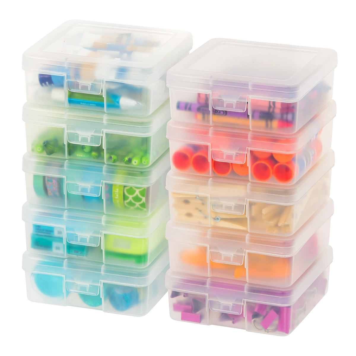 IRIS USA Clear Cases |Made in USA| Plastic Box Organizers (10-Pack)- Medium