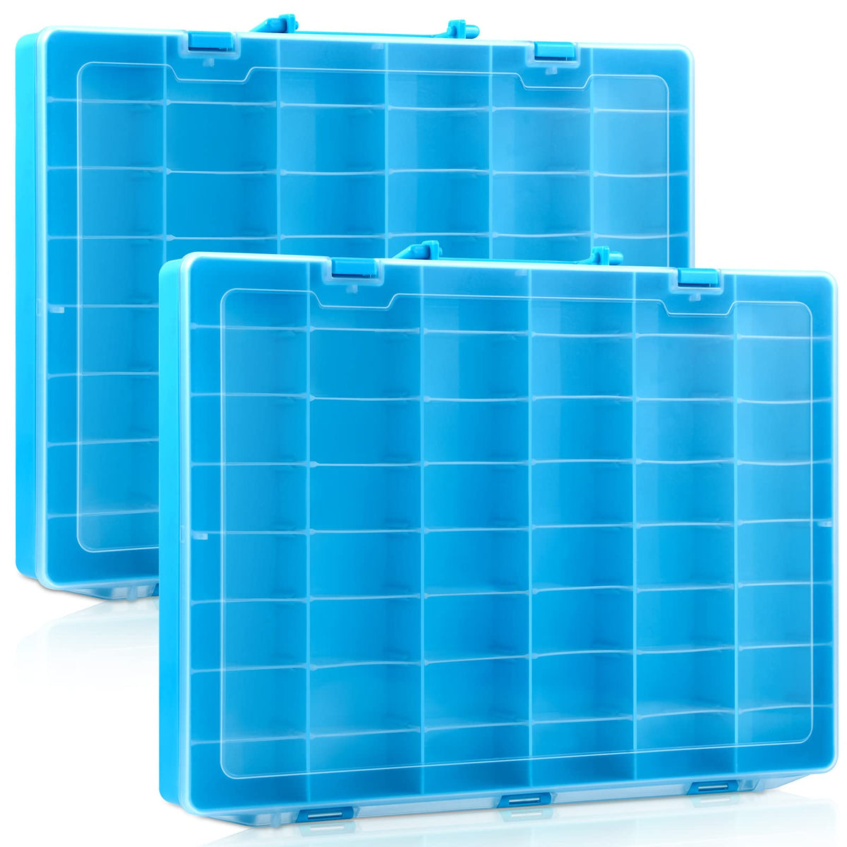 Juexica 2 Pcs 48 Grid Plastic Bead Storage Organizer Box, Yellow