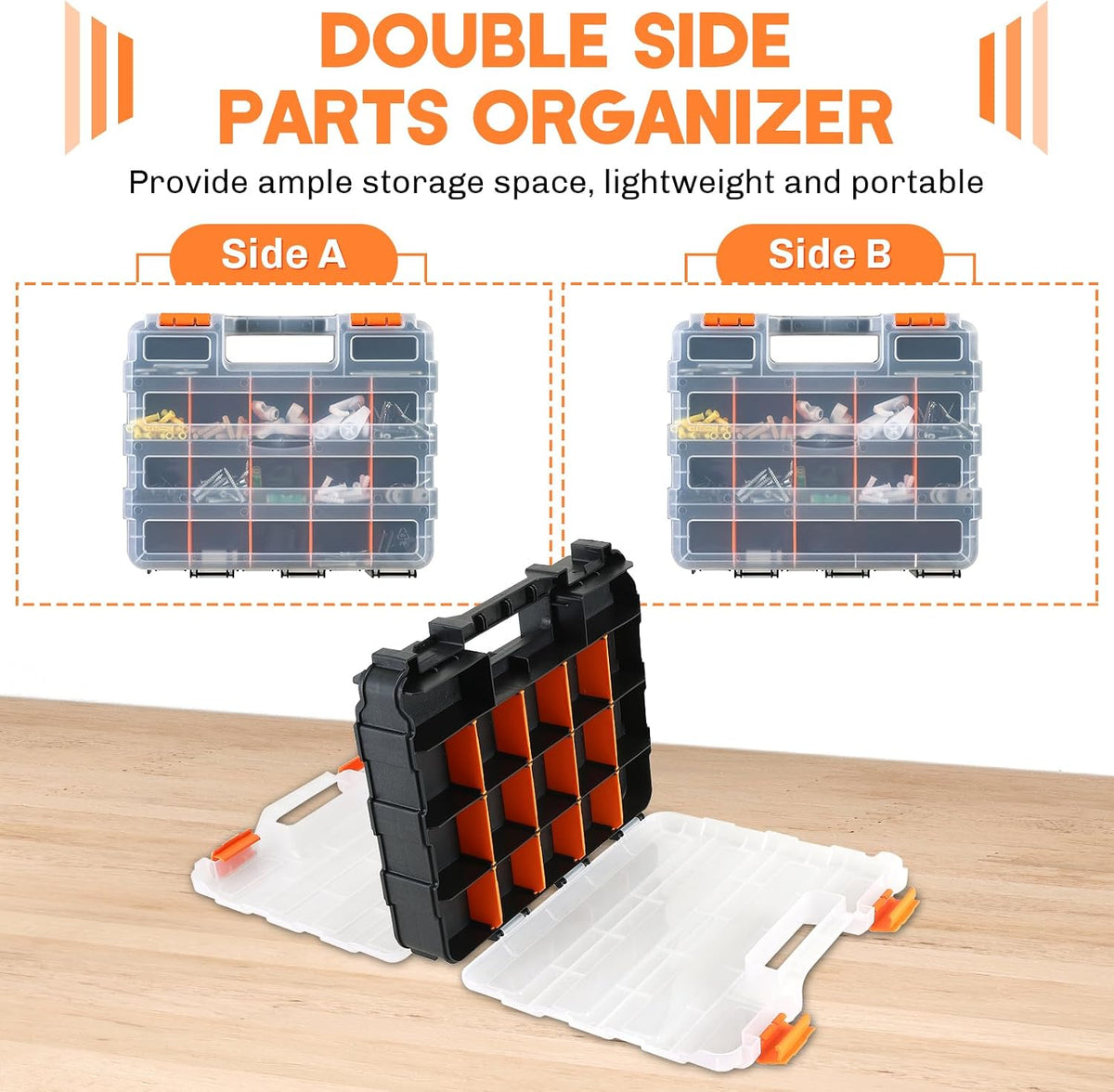 Small Parts Organizer Storage Case Tools Box 34-Compartments