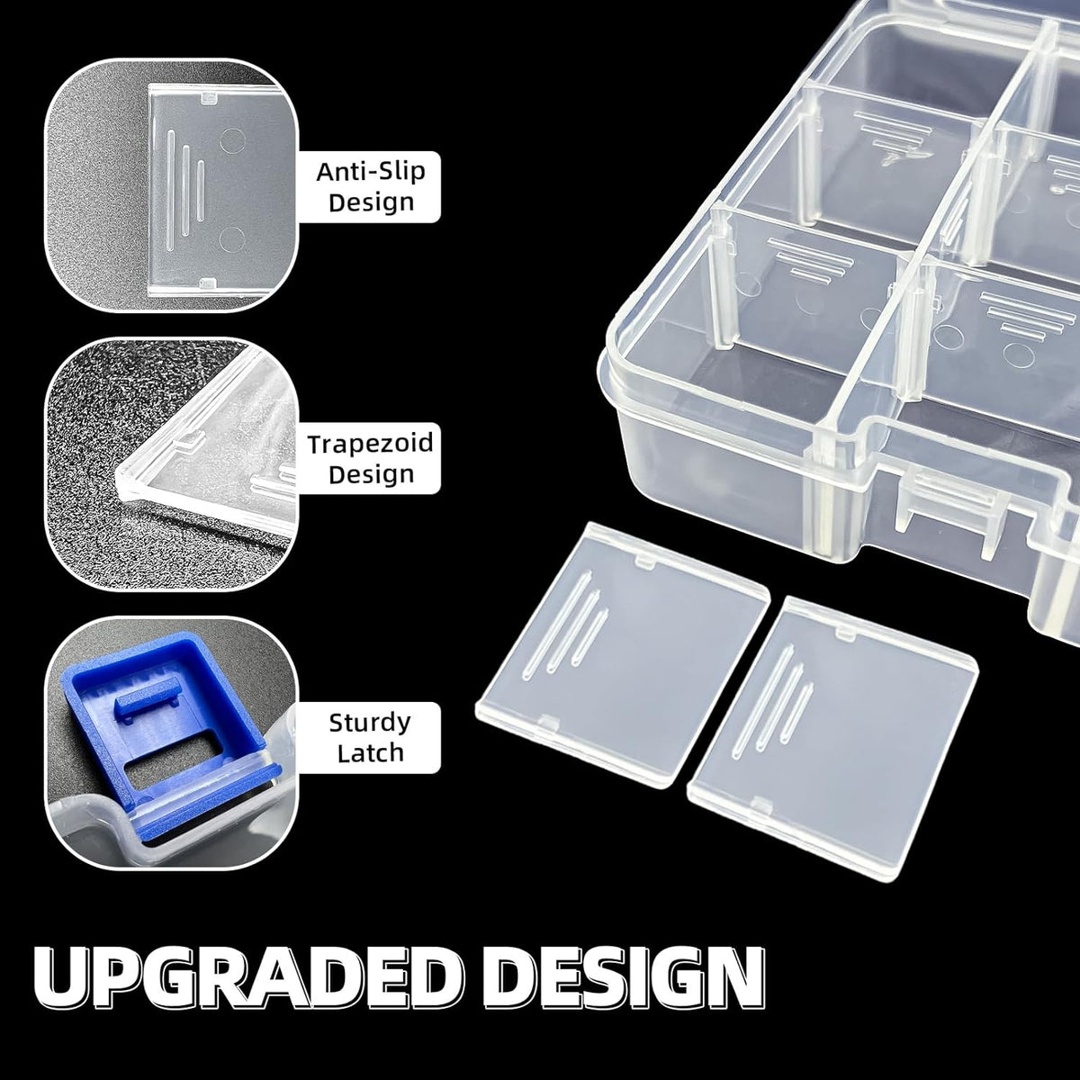 DUOFIRE Plastic Organizer Storage Box, Adjustable Divider 18 Grids, 2 Pack