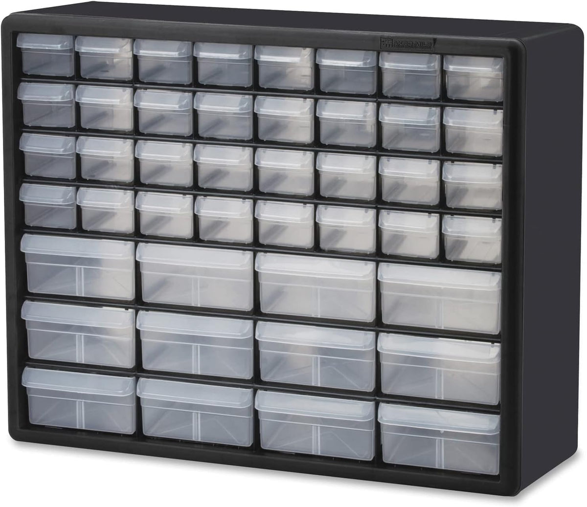 Akro-Mils 24-Drawer Plastic Storage Cabinet, 20" W x 6" D x 16" H, Black