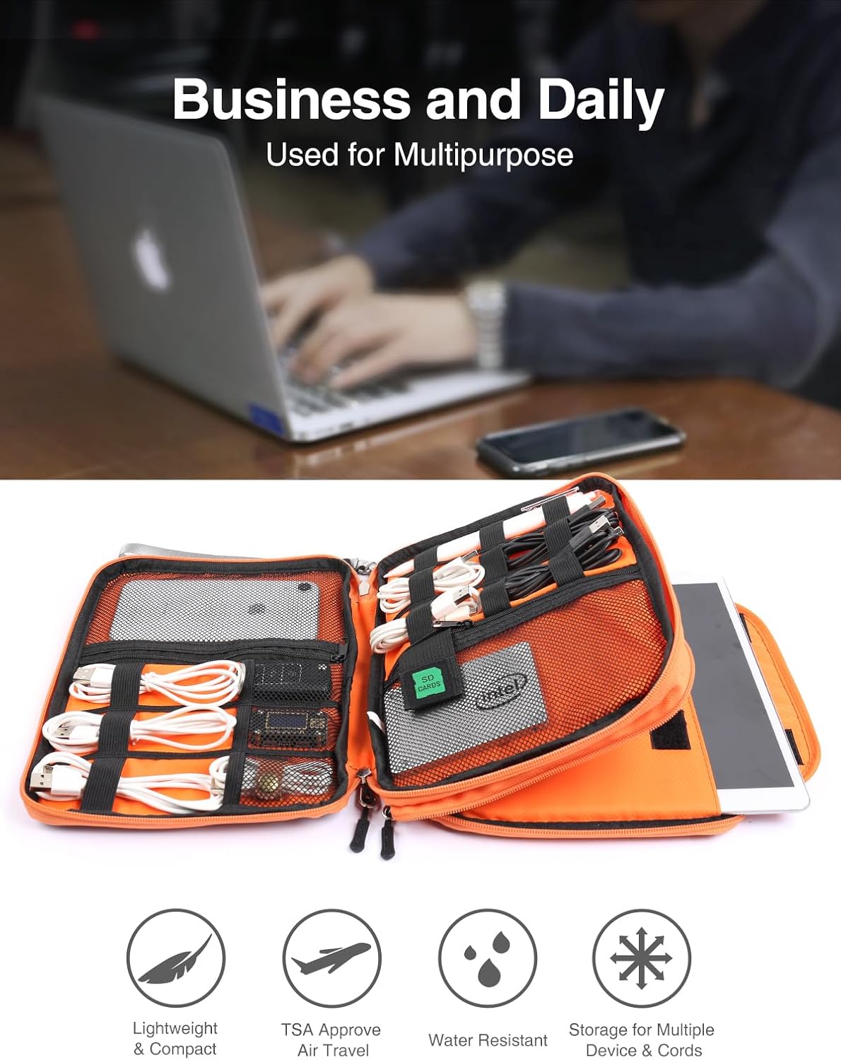 Luxtude Travel Cable Organizer Bag, Electronic Organizer Travel Case Large