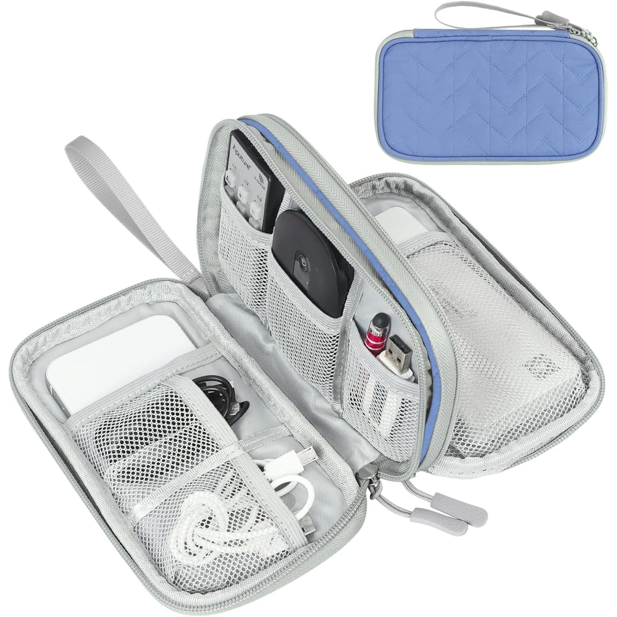 FYY Electronic Organizer, Travel Tech Pouch Bag, Large, Cyan