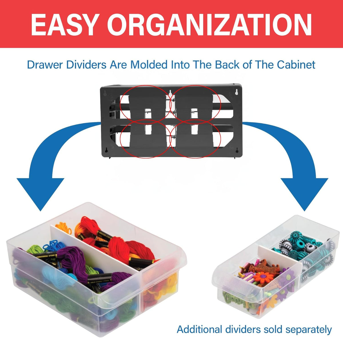 Akro-Mils 10126, 26 Drawer Plastic Parts Storage Hardware and Craft Cabinet, 20-Inch W x 6-Inch D x 10-Inch H, Red