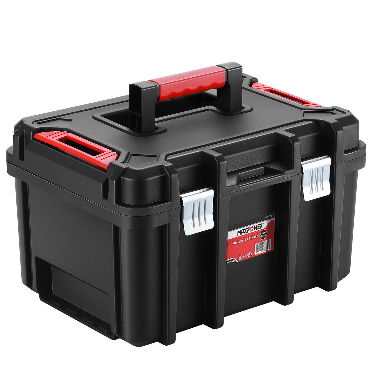 MAXPOWER 2-Pc Plastic Tool Box, 12" Small & 17" Portable Toolbox, Lockable