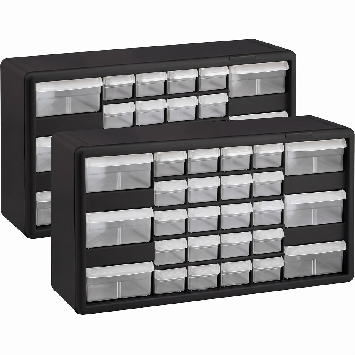 Akro-Mils 24-Drawer Plastic Storage Cabinet, 20" W x 6" D x 16" H, Black
