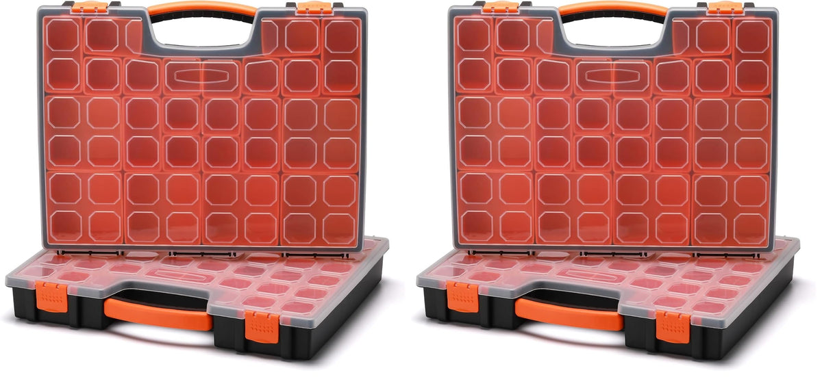 EMENTOL 2PCS Multi-Purpose Portable Organizer Box Set with 44-Removable Compartments, 2 Pieces Professional Boxes with Dimension 16.2"L*13"W*2.3"H
