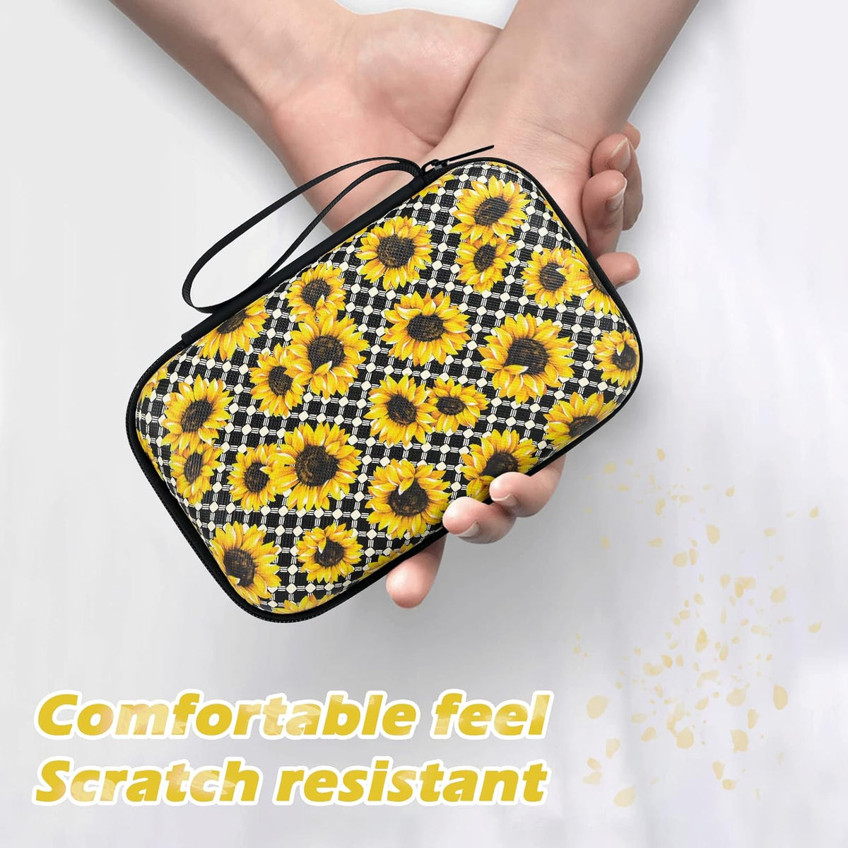 Cute Phone Charger Protector Set with Storage bag Case Yellow Sunflowers Travel Carrying Bag Data Cable 20W USB Charger Data Line Cable Protector Cord Organizer, Lightning Cable Chomper,Charger Saver