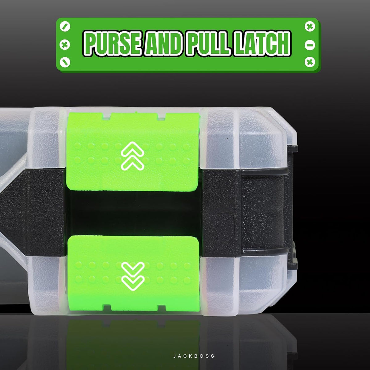 Jack Boss Tool Box with Transparent Lid, Double Side 34-Compartments Organizer Box with Removable Dividers for Hardware, Screws, Bolts, Nails, Beads, Jewelry and Fishing Accessories, Green, 2 Pack