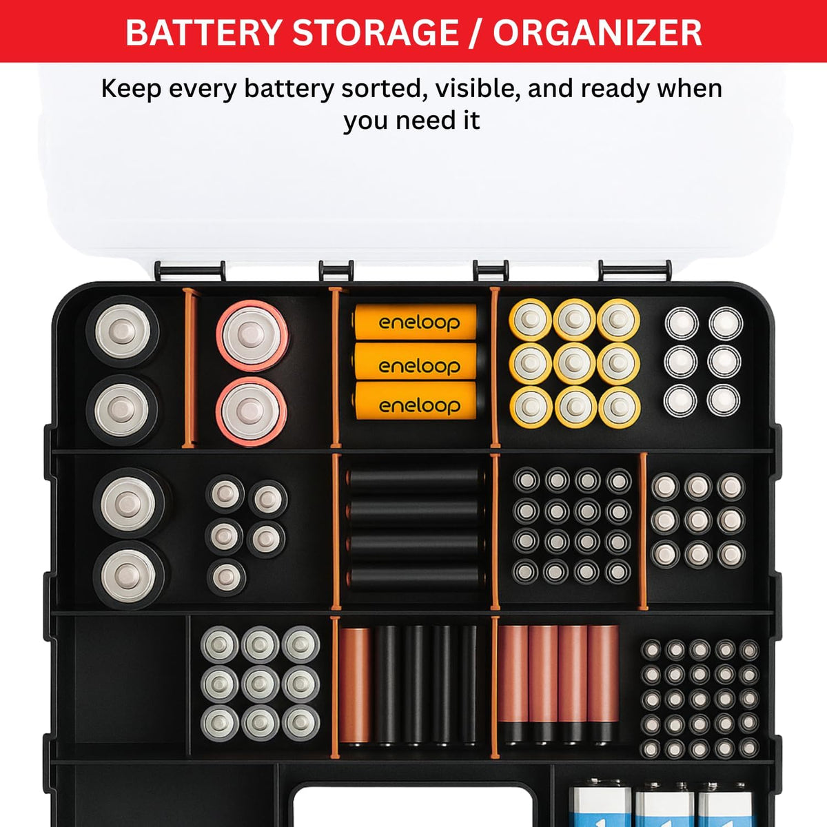 Andalus Tools Organizer Box, Small Parts Storage 34-Compartment Double-Sided Portable Hardware Organizer Removable Plastic Dividers for Screws, Nuts, Bolts, Nails – Orange (2 Pack, 12.5" x 10.5" x 3")