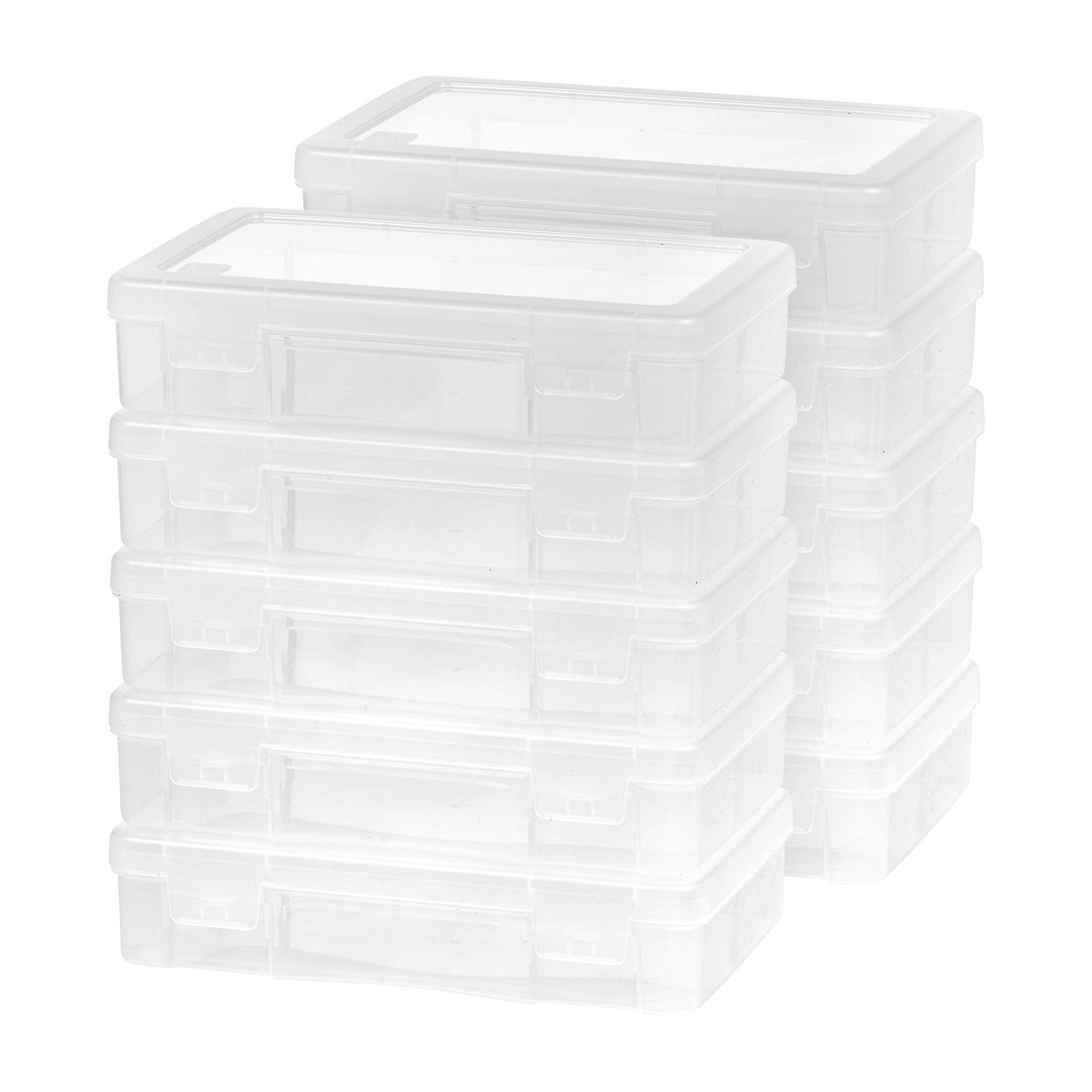 IRIS USA Clear Cases |Made in USA| Plastic Box Organizers (10-Pack)- Medium
