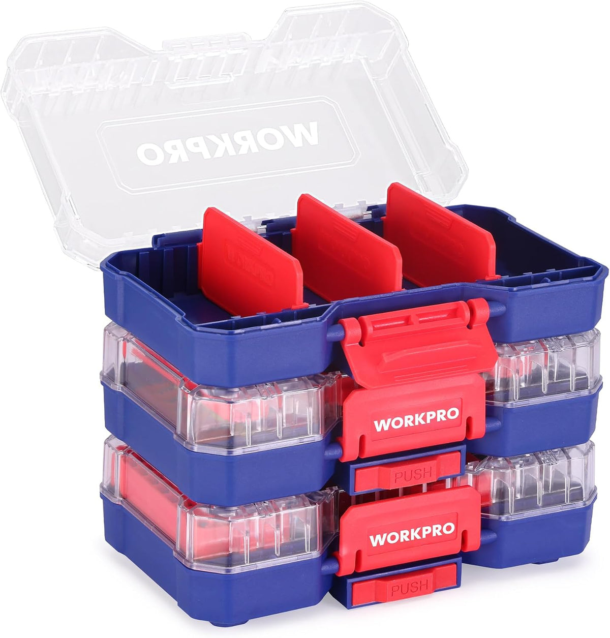 WORKPRO 3-Piece Small Parts Organizer, Stackable Storage Case