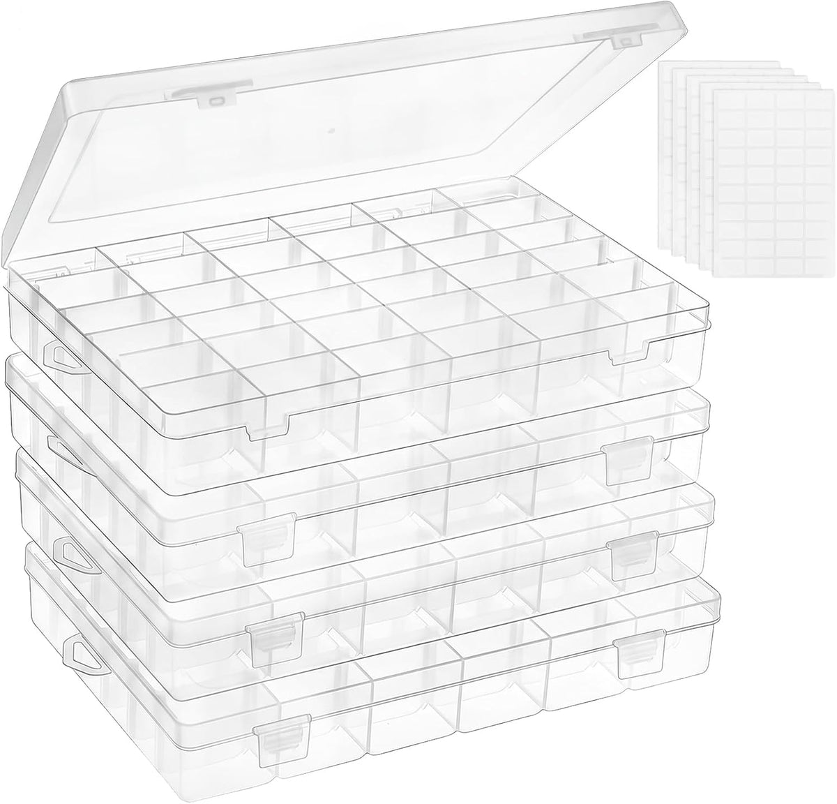 Bead Organizer Storage 4 Pack 36 Grid Jewelry Tackle Craft Box Adjustable