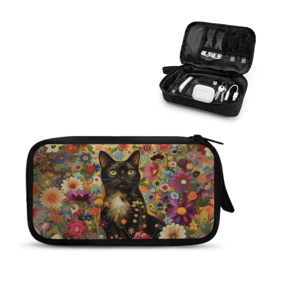 Cow Print Electronic Organizer Travel Cable Organizer Storage Bags for Data Cables, USB C Charger, SD Card, Hard Drive, Charging Cord, Mouse, Power Bank