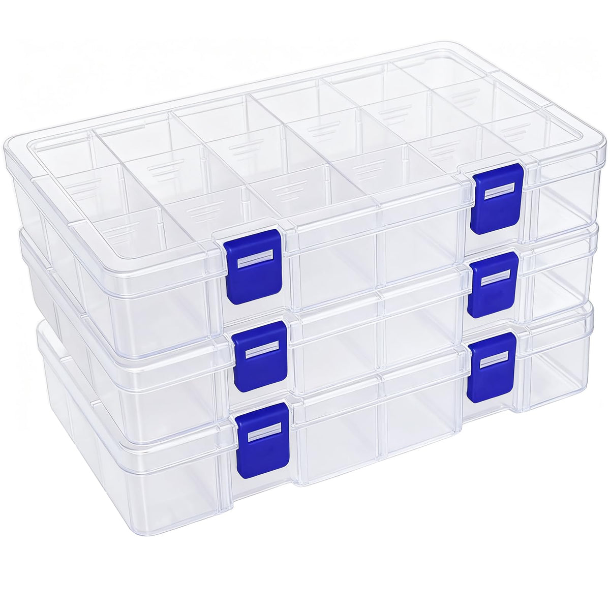 DUOFIRE Plastic Organizer Storage Box, Adjustable Divider 18 Grids, 2 Pack