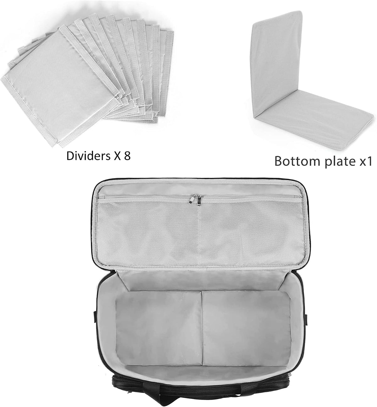 AKOZLIN Large Travel Gig Band Cable File Bag With Detachable Dividers Grey