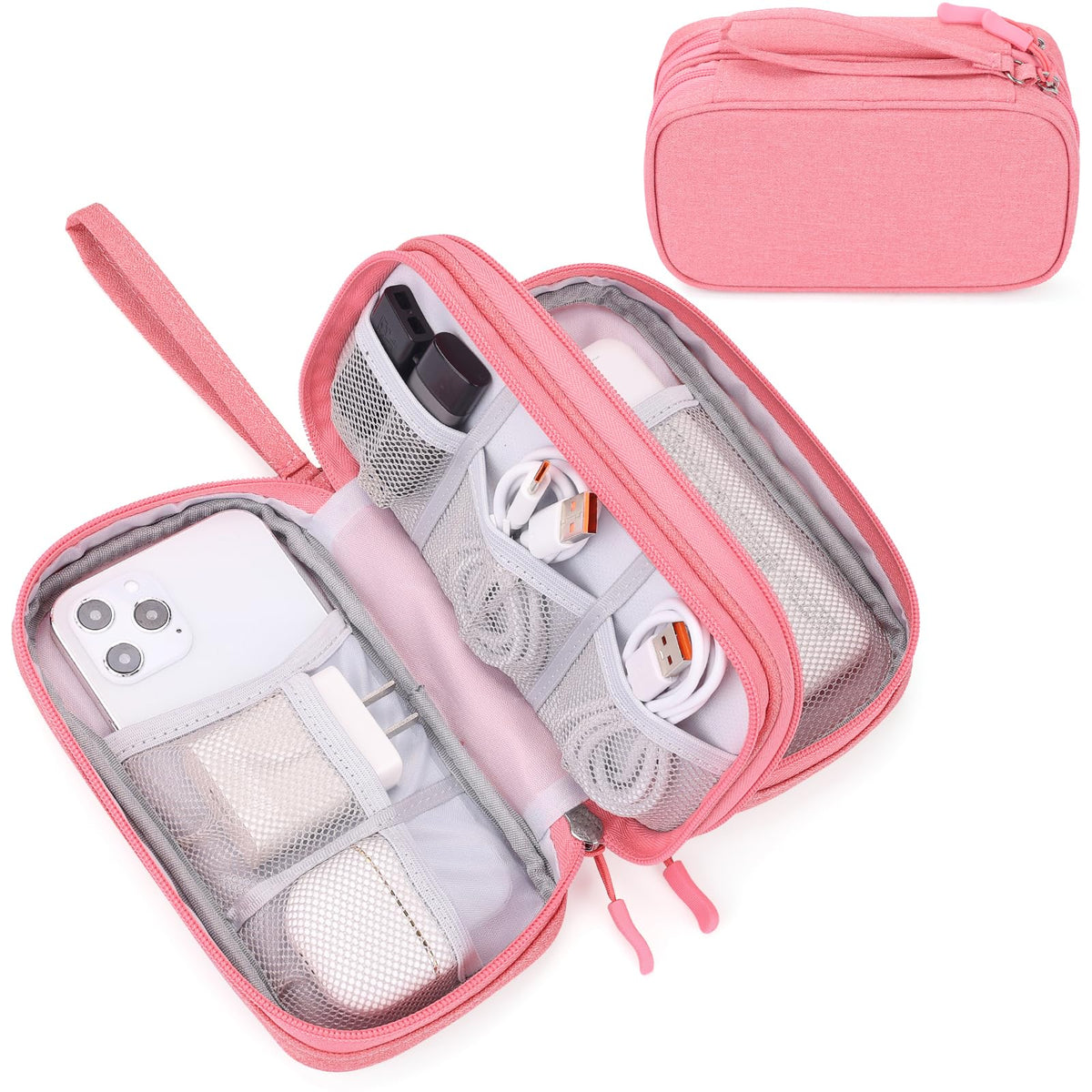 FYY Electronic Organizer, Travel Tech Pouch Bag, Large, Pink